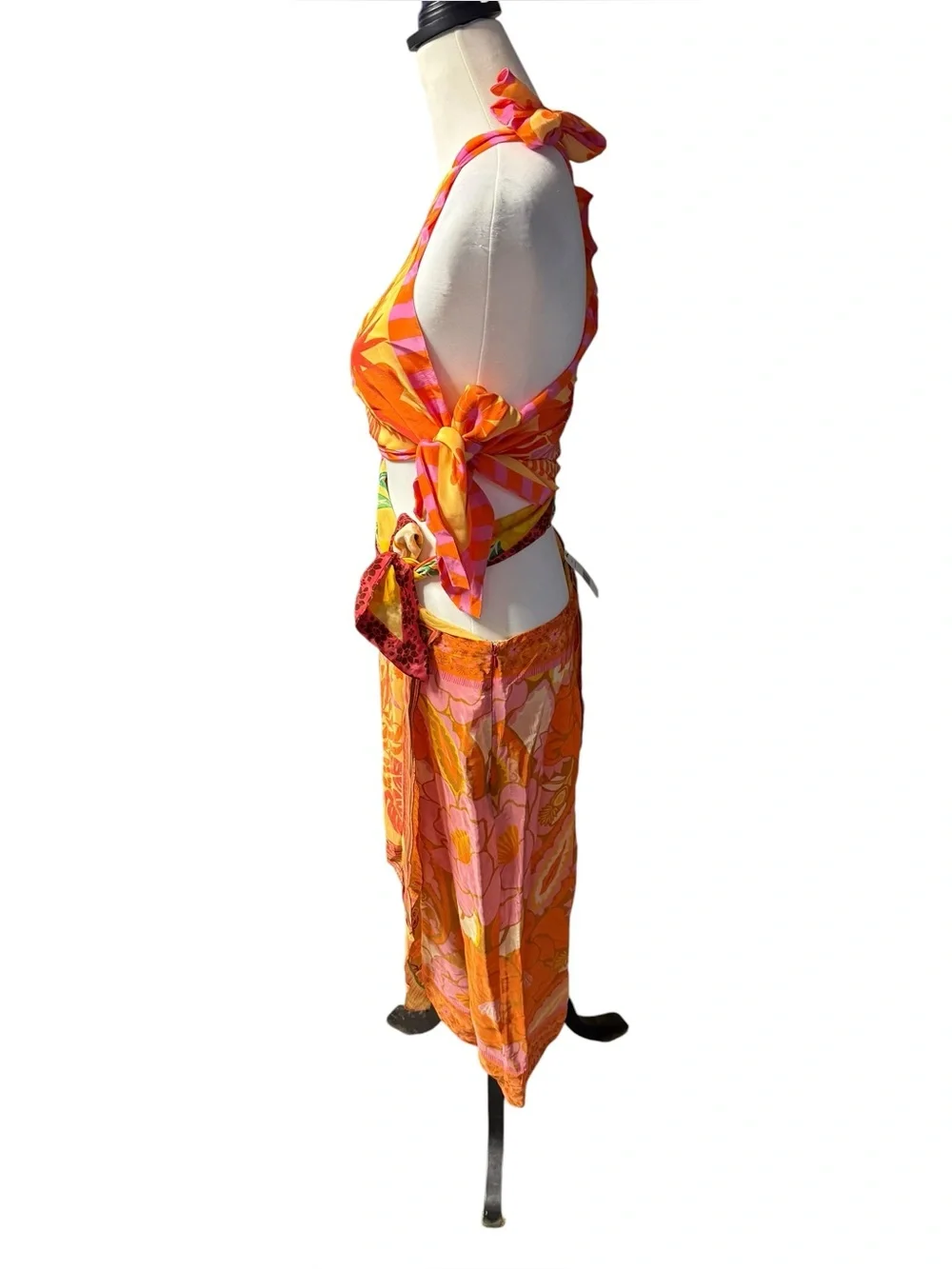 Farm Rio Forest Mixed Scarves midi dress women’s sz Large nwt new - Picture 6 of 16